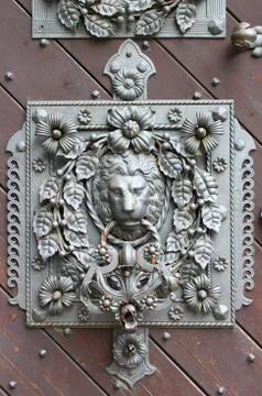 Lion head knocker Foto stock