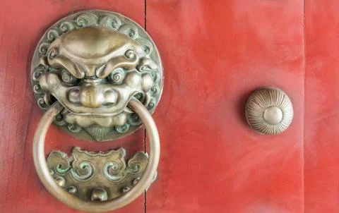 Lion head knocker from. Stock Photos