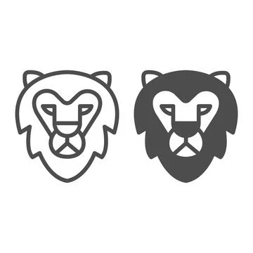 Lion head line and solid icon, worldwildlife concept, lion vector sign on white イラスト素材