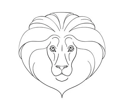 Lion head line drawing, vector icon, outline logo, zodiac symbol for astrology Stock-Illustration