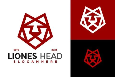 Lion Head Linear Logo design vector symbol icon illustration Stock Illustration