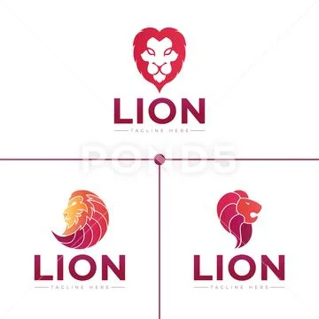 Lion head logo design Stock Illustration