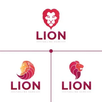 Lion head logo design Stock Illustration