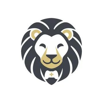 Lion Head Logo Design Strength Leadership Emblem Illustrazione stock
