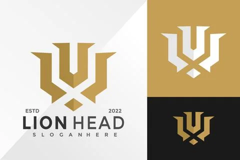 Lion Head Logo Design Vector illustration template イラスト素材