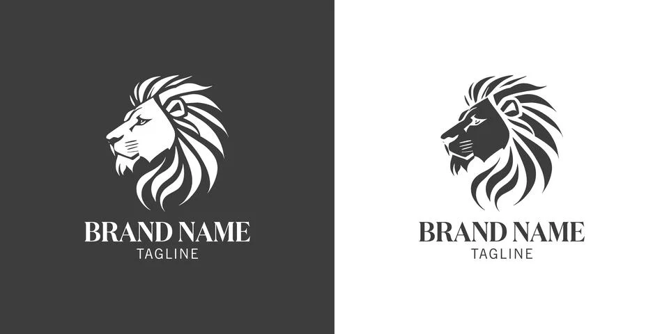 Lion Head Logo Vector Template Stock Illustration