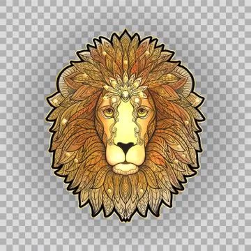 Lion head patch Illustrazione stock