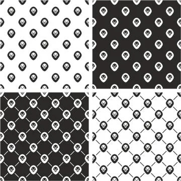 Lion Head Seamless Pattern Set Stock Illustration