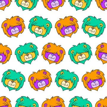 Lion head seamless pattern textile print. repeat pattern background design 스톡 일러스트