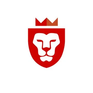 Lion head with shield and crown vector Stock Illustration