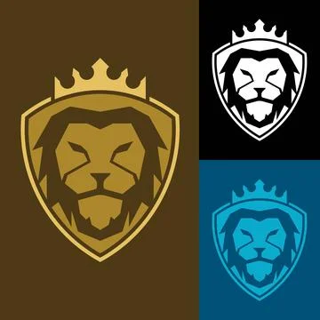 Lion head with shield concept Stock Illustration