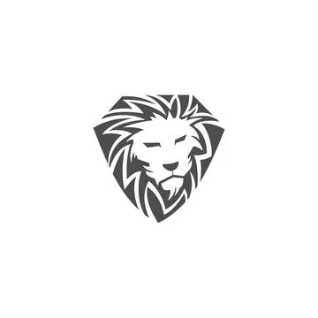 Lion Head Shield illustration emblem mascot design Template Stock Illustration