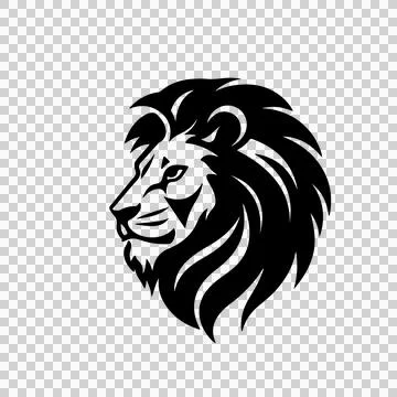 Lion Head Silhouette Facing Left Looking mane minimalist Illustration