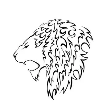 Lion head silhouette Stock Illustration