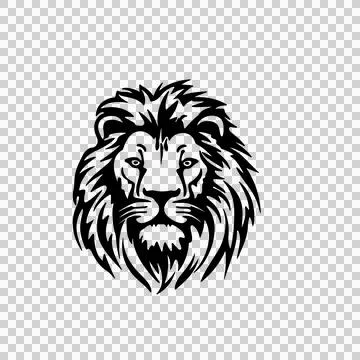 Lion Head Silhouette In Profile display mane eyes nose black Ilustración de archivo