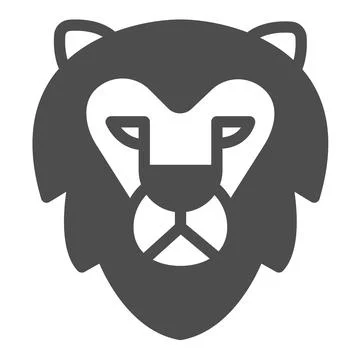 Lion head solid icon, worldwildlife concept, lion vector sign on white Stockillustratie