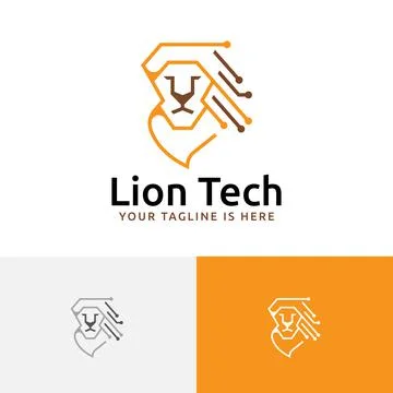 Lion Head Technology Computer Internet Circuit Logo Stock Illustration