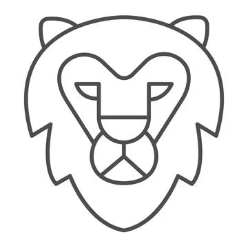 Lion head thin line icon, worldwildlife concept, lion vector sign on white Stockillustratie