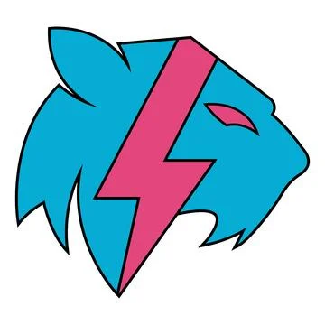 Lion Head Thunder Lightning Power Energy Icon Template Modern Vector Logo Design Stock Illustration