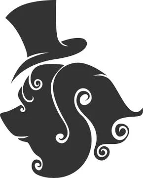 Lion head with a top hat Stock Illustration