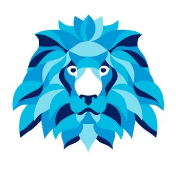 Lion head, vector illustration on a white background Illustrazione stock