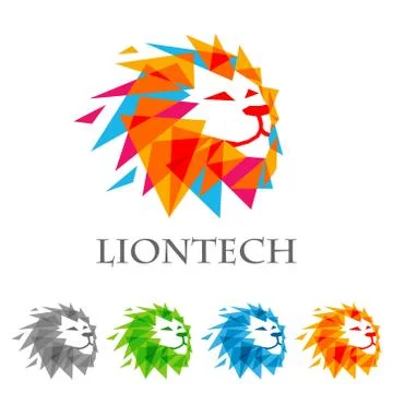 Lion head vector logo design, abstract lion logo, tiger logo Stock Illustration