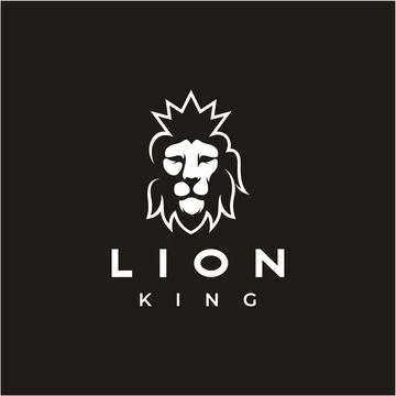 Lion head vector logo, elegant lion logo design illustration, lion head with  Stock Illustration