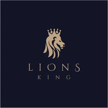 Lion head vector logo, elegant lion logo design illustration, lion head with  Stock Illustration