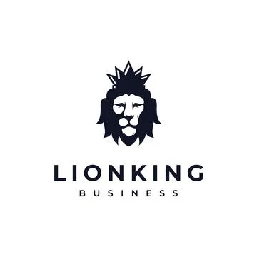 Lion head vector logo, elegant lion logo design illustration, lion head with  Stock Illustration