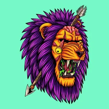 Lion head zombie vector illustration 스톡 일러스트