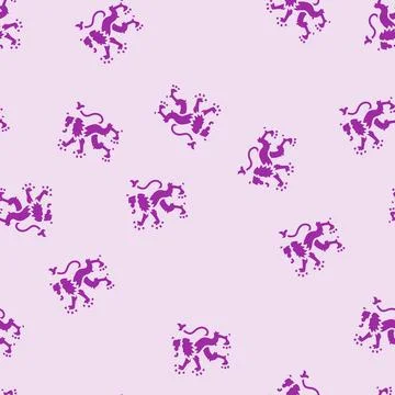 Lion heraldic glyph seamless pattern Stock Illustration