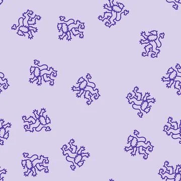 Lion heraldic line seamless pattern Stock Illustration