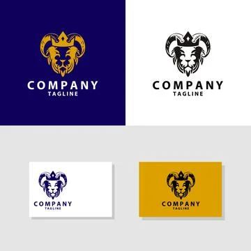 Lion horn logo design vector Illustrazione stock
