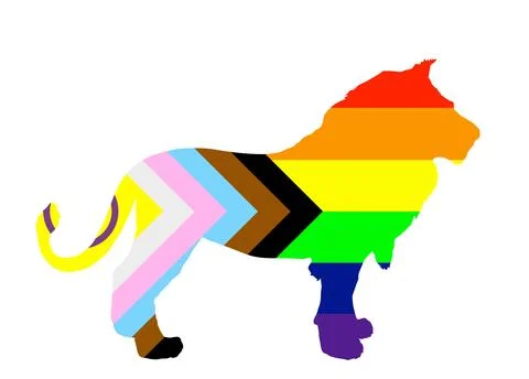 Lion Intersex progress flag pride illustration. Intergender identity 스톡 일러스트