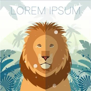 Lion on the Jungle Background Stock Illustration