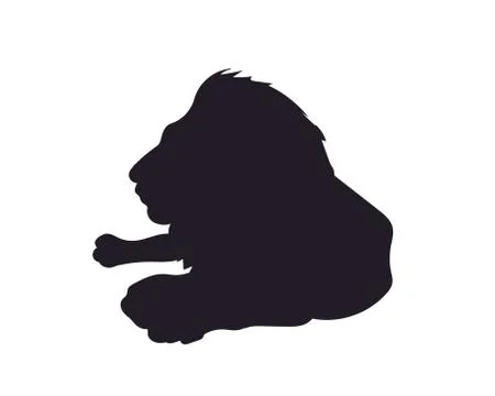 Lion lies, silhouette, vector, Illustrazione stock