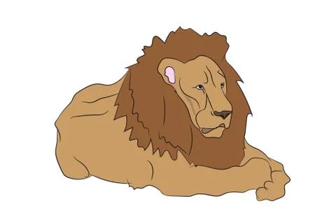 Lion lies, vector. Stock Illustration