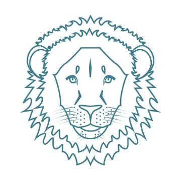 Lion line head icon Stock Illustration
