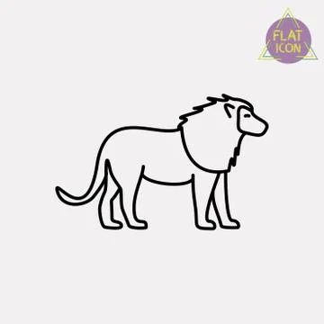 Lion line icon Stock Illustration