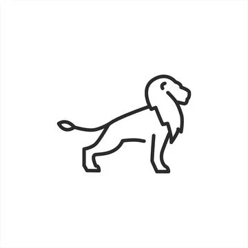 Lion Line Icon Stock Illustration