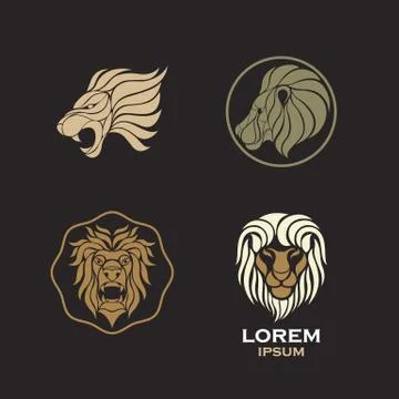 Lion logo design icon vector set Stock Illustration