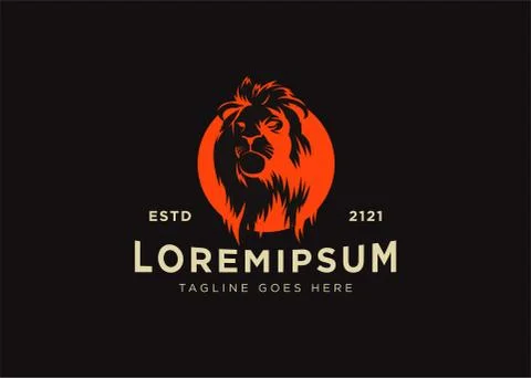 Lion Logo. Lion Head Vector in Monochrome Style. Illustration