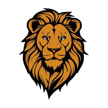 Lion logo vector with long and curly hairs with a silhouette with white bac.. Stock Illustration
