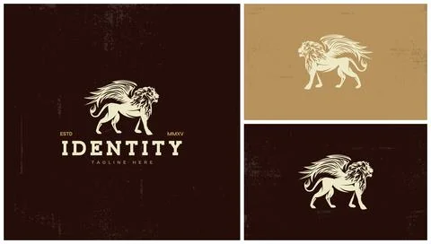 Lion logo with wings on it Stock Illustration