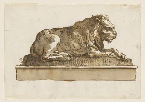A Lion, Lying Toward the Right (on a Base) mid-18thearly 19th century Giova.. Stock Photos