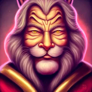 A lion man with a gray beard Stock Illustration