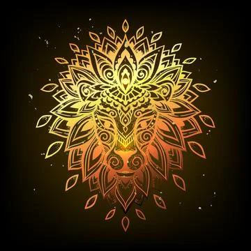 Lion mandala head. Vector illustration. Leo zodiac sign. Stock Illustration