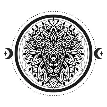 Lion mandala head. Vector illustration. Leo zodiac sign. Stock-Illustration