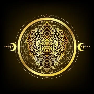 Lion mandala head. Vector illustration. Leo zodiac sign. Stock-Illustration