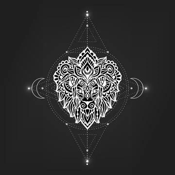 Lion mandala head. Vector illustration. Leo zodiac sign. Stock Illustration